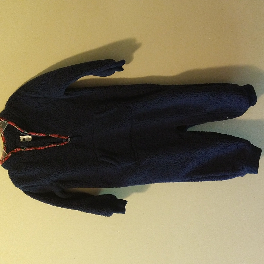 Baby Boys 18 mo Carter's Fuzzy Blue With Plaid Lining Sleeper Ultra Comfortable